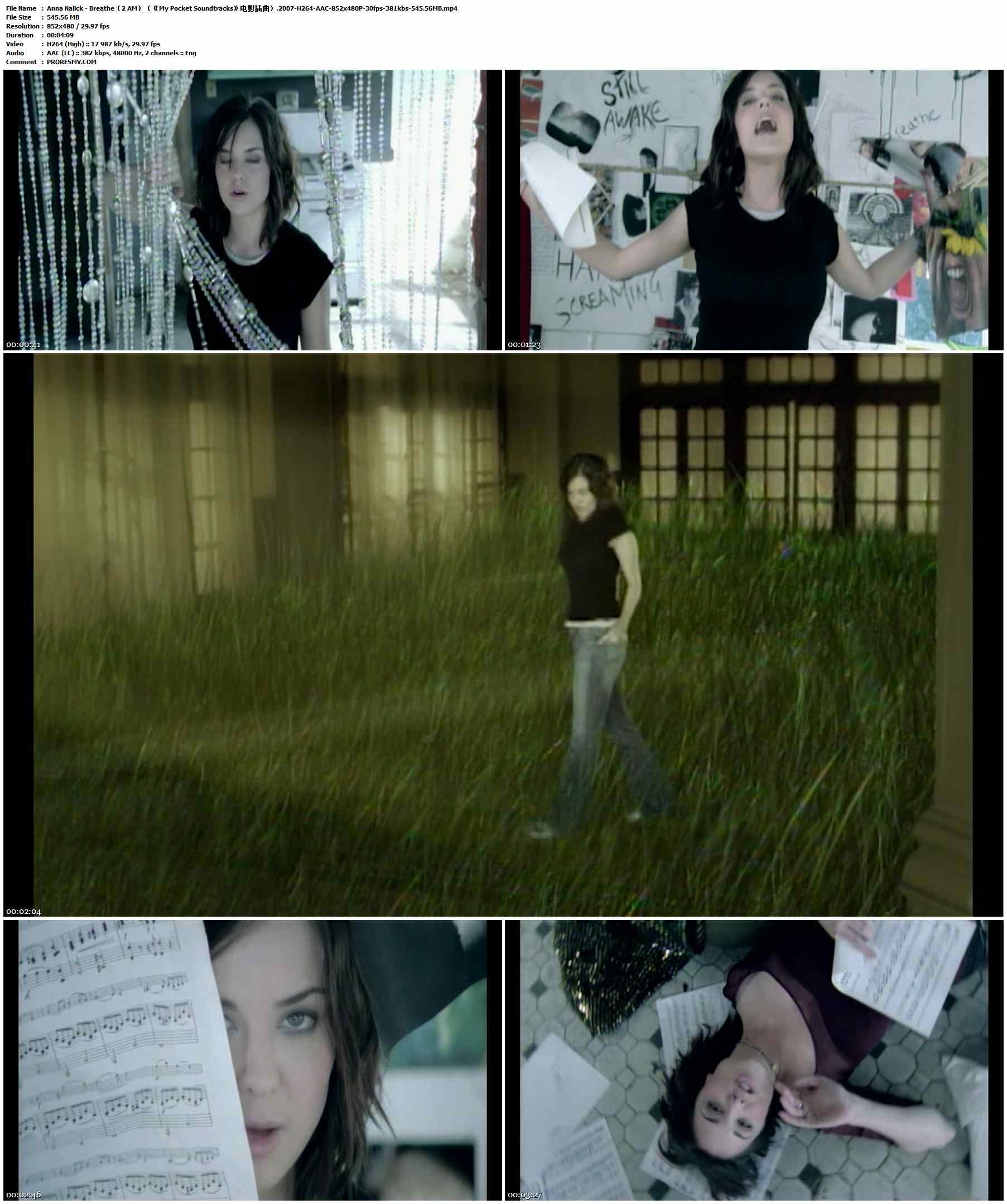 Anna Nalick - Breathe（2 AM）（《My Pocket Soundtracks》电影插曲）.2007-H264-AAC-852x480P-30fps-381kbs-545.56MB官方MV_高清MV